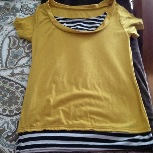 Brand new never worn! Yellow blk white striped top