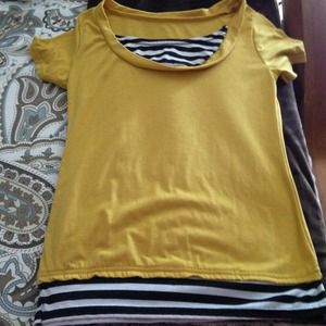 Brand new never worn! Yellow blk white striped top