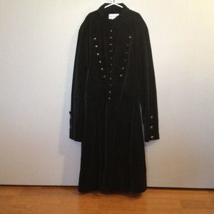 Black Velvet long Jacket. Worn 2 xs