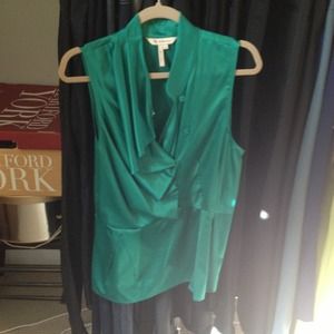 Emerald green silk peplum blouse
