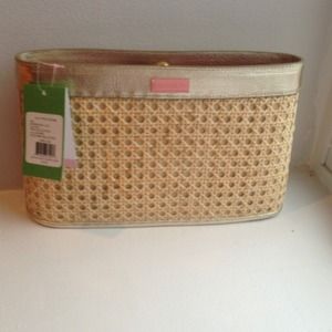 Lilly Pulitzer woven gold clutch