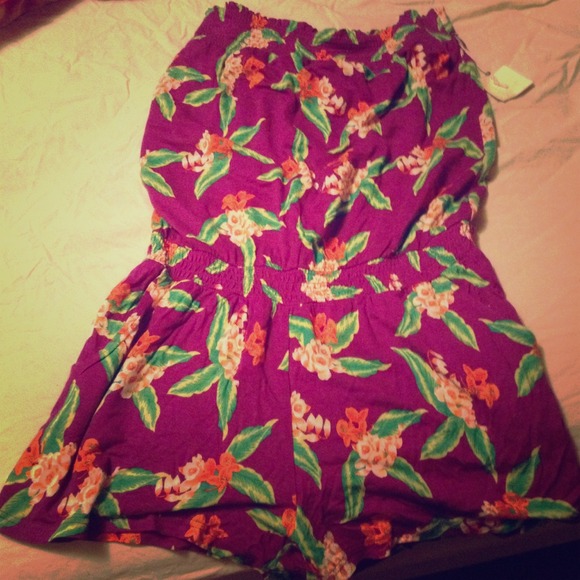 Purple floral romper