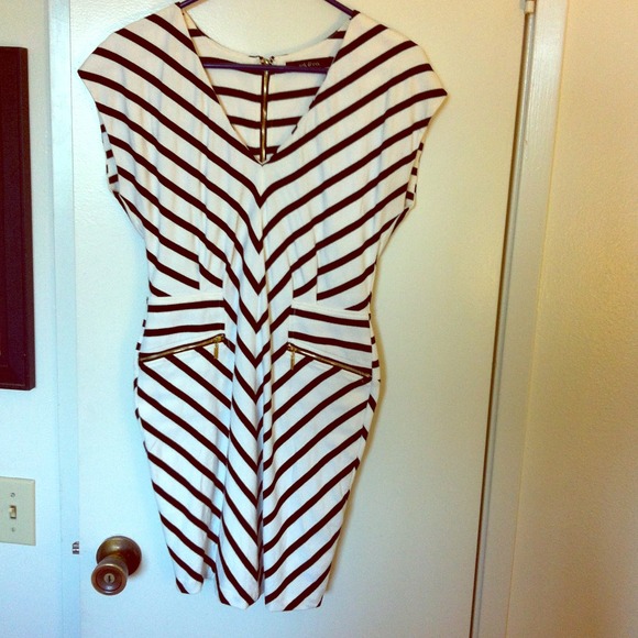 Arc & Co black and white striped dress