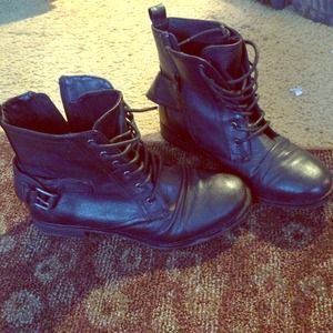 black ankle combat boots