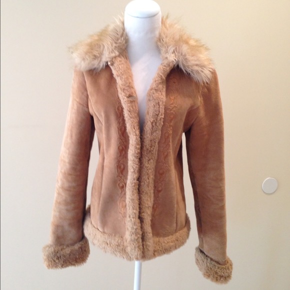 Guess authentic leather and fur coat