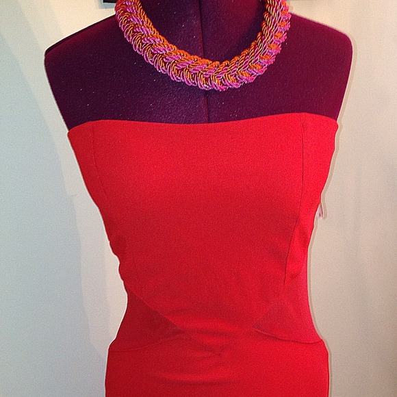 Orange Seethough Sides Dress