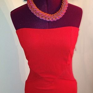 Orange Seethough Sides Dress