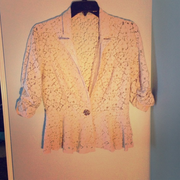 ivory lace button blazer - Picture 1 of 4