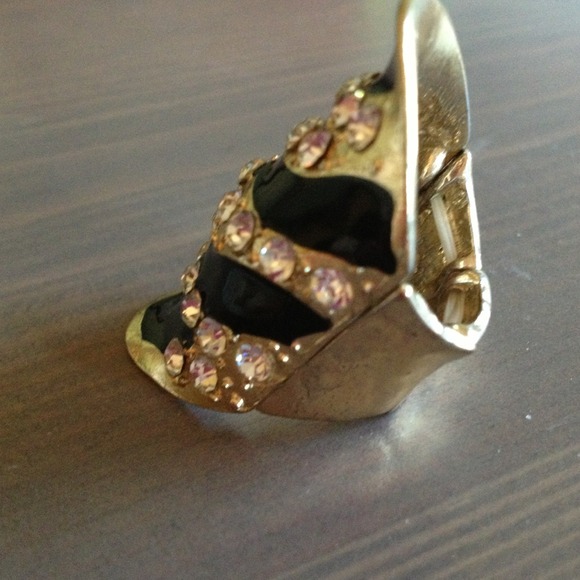 black, gold, and diamond accent ring - Picture 2 of 2