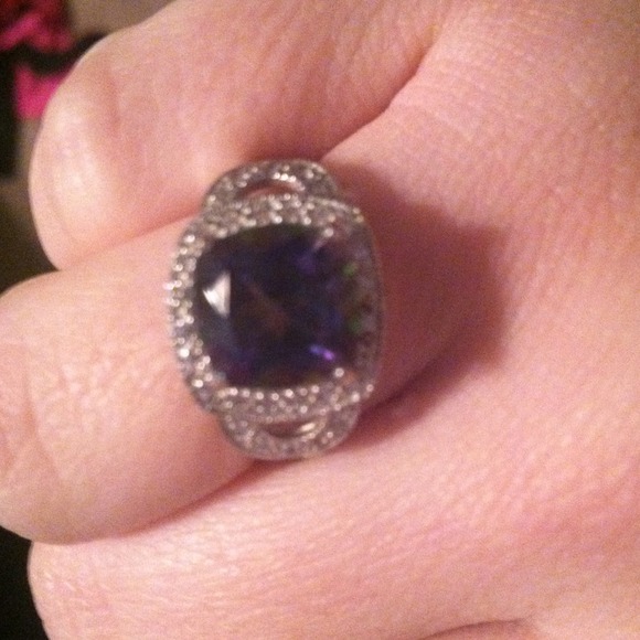 Multicolored ring and 10k white gold diamond ring