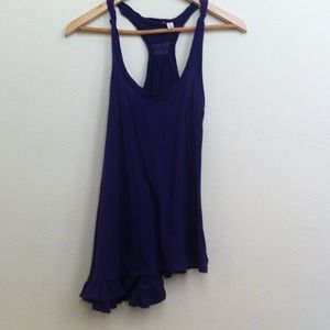 Asymmetrical Racerback Tank Top with Ruffles