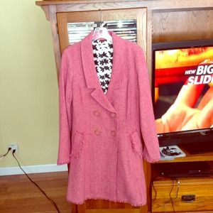 Tweed, candy pink, wool blend coat