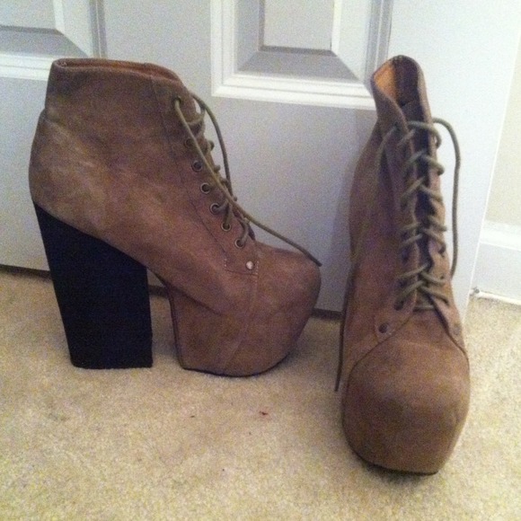 Jeffery Campbell Freda's (tan suede / black heel)