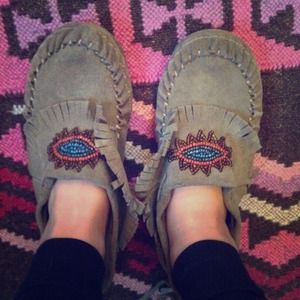 Beaded Aztec Blowfish Moccasins