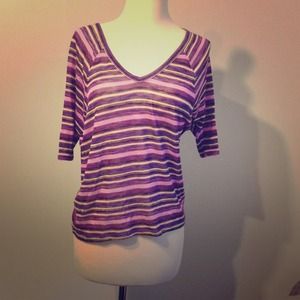 Stripes purple,blue,white,yellow,pink,black top