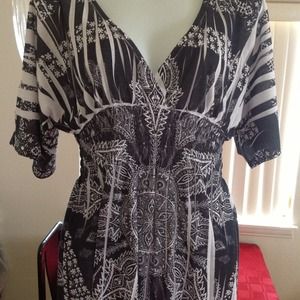 Black and white print dress.