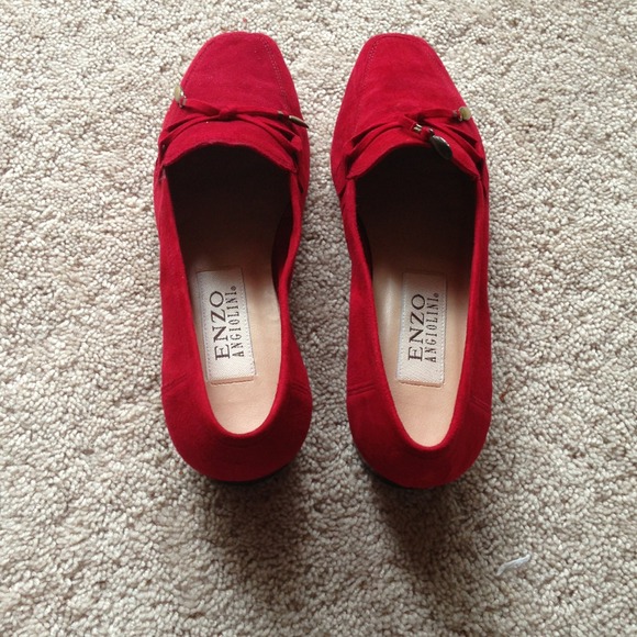 ***Sold-----Suede red Flat shoes..