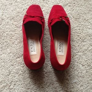 ***Sold-----Suede red Flat shoes..