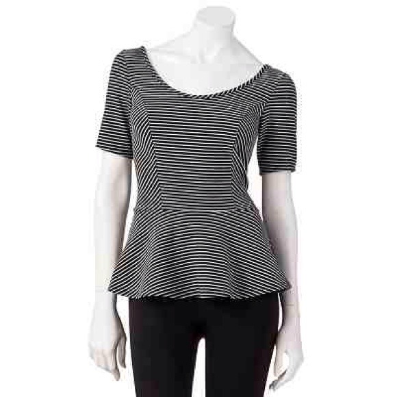 ⛔❌SOLD❌⛔ Black and white striped peplum top - Picture 1 of 2