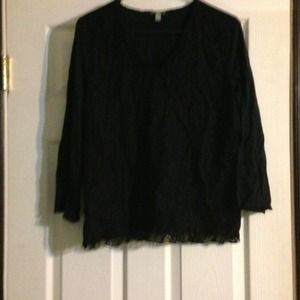 J Jill lace front v neck 3/4 sleeve shirt