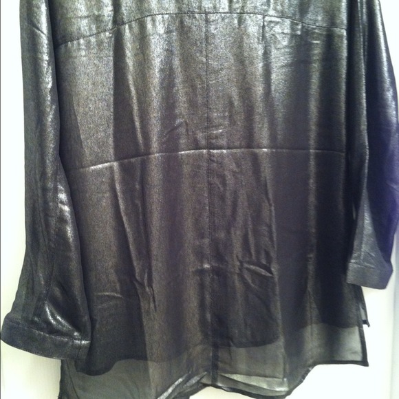 Express Small Hi/Lo Black/Sheer/Glittery shirt - Picture 3 of 4