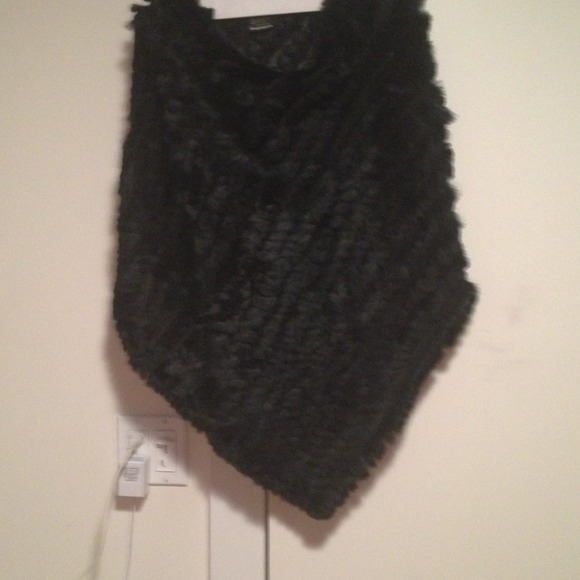 Stunning all over black faux fur poncho