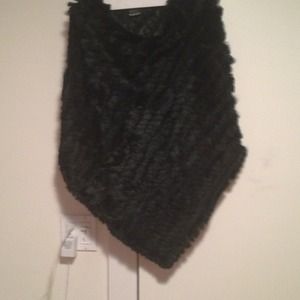 Stunning all over black faux fur poncho