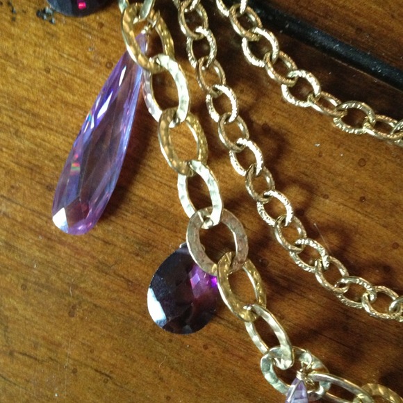 Gold 3 Strand Swarovski Crystal Necklace - Picture 4 of 4