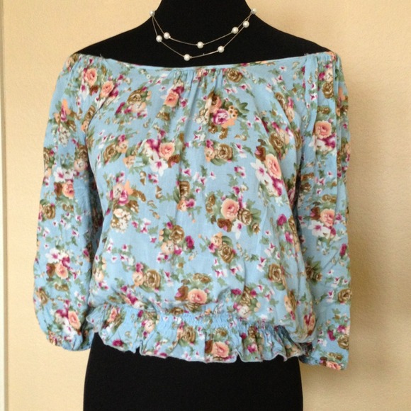 Anthropology Off-shoulder floral Top