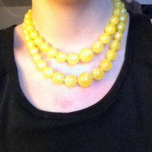 Yellow, two-strand, beaded necklace