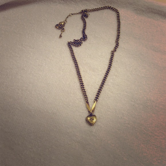 Fossil gold chain heart locket