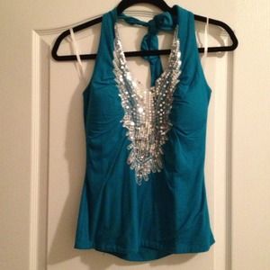 Teal Cache Halter Top