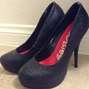 Shoes - ✂Black Glitter Heels Shoes - ✂Black Glitter Heels