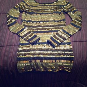 Navy Blue & Gold Sequin dress. VERY GLAM!!