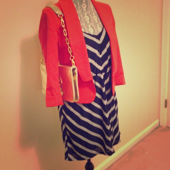 ⭐SOLD⭐ Mimi Chica Navy and Grey Striped Dress
