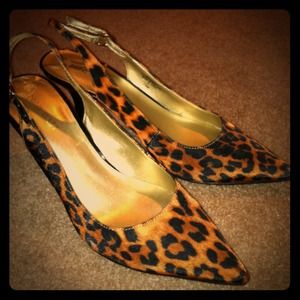 Nine West cheetah sling backs