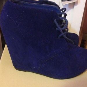 Blue Suede wedges.