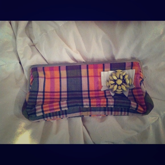 J.crew checkered clutch