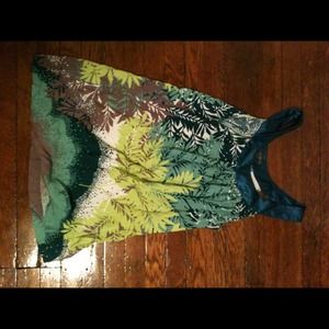 Beautiful green tropical leaf printed dress