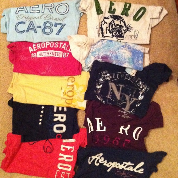 A bundle of 10 different Aeropostale graphic tees