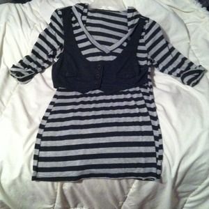 Stripped shirt with attached vest