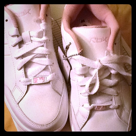 White n pink reebok sneakers