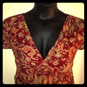 100% Silk Red Paisley dress