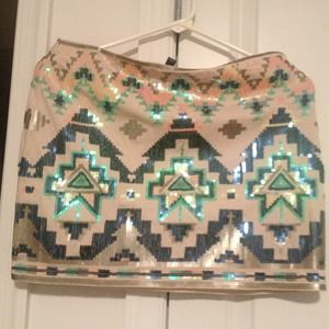 Express Aztec Pattern Sequin Skirt