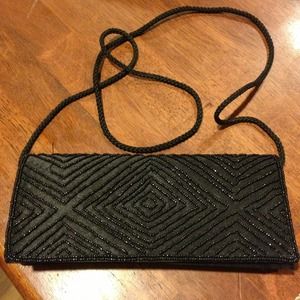 Black beaded clutch