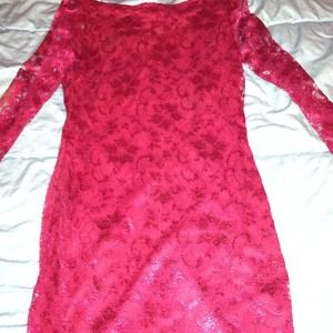 Backless maroon lace dress