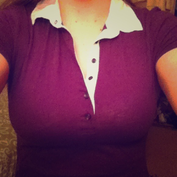 SOLD IN BUNDLE! REDUCED!!! Purple and white polo