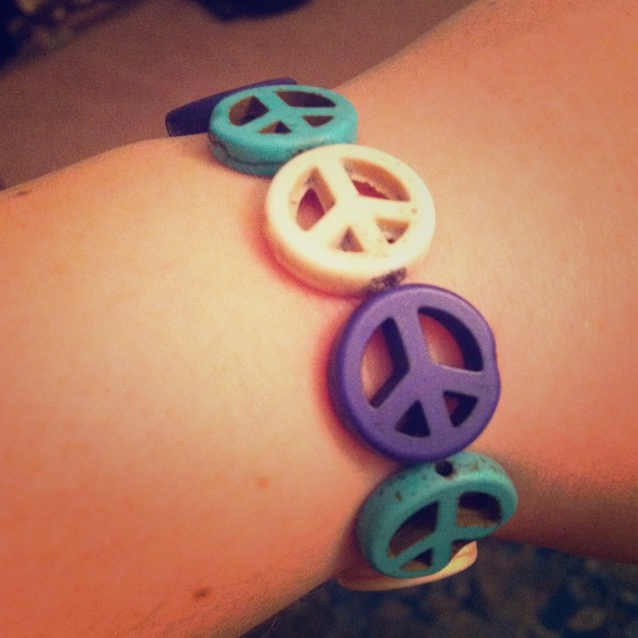 SOLD IN BUNDLE Turquoise peace sign bracelet