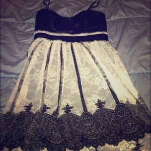 Evening black/cream lace dress