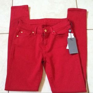. 7 for all mankind red skinny jeans
